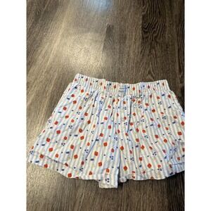 Better Together Berry Sweet Strawberry Stripe Pajama Shorts Blue White Small
